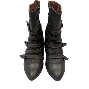 Corso Como Shoes Boots Womens 8 Gray Leather Strappy Buckle Punk Ankle
